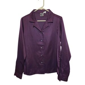 The North Face Womens Long Sleeve Button Down Shirt Plum Purple Notch Lapel L